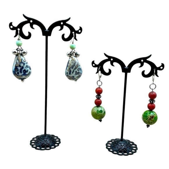 NWT WOMEN'S CERAMIC EARRINGS AND UNAKITE EARRINGS BUNDLE - Picture 1 of 5